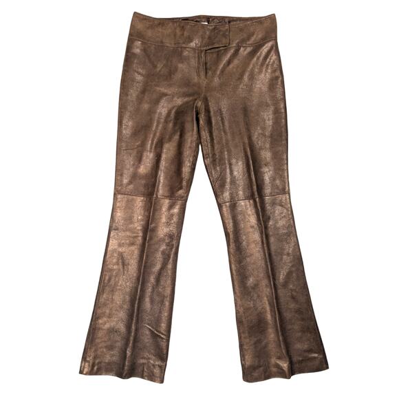 Y2K Vintage Cache Metallic Leather Bootcut Pants Bronze Brown Size 8 - Picture 1 of 15